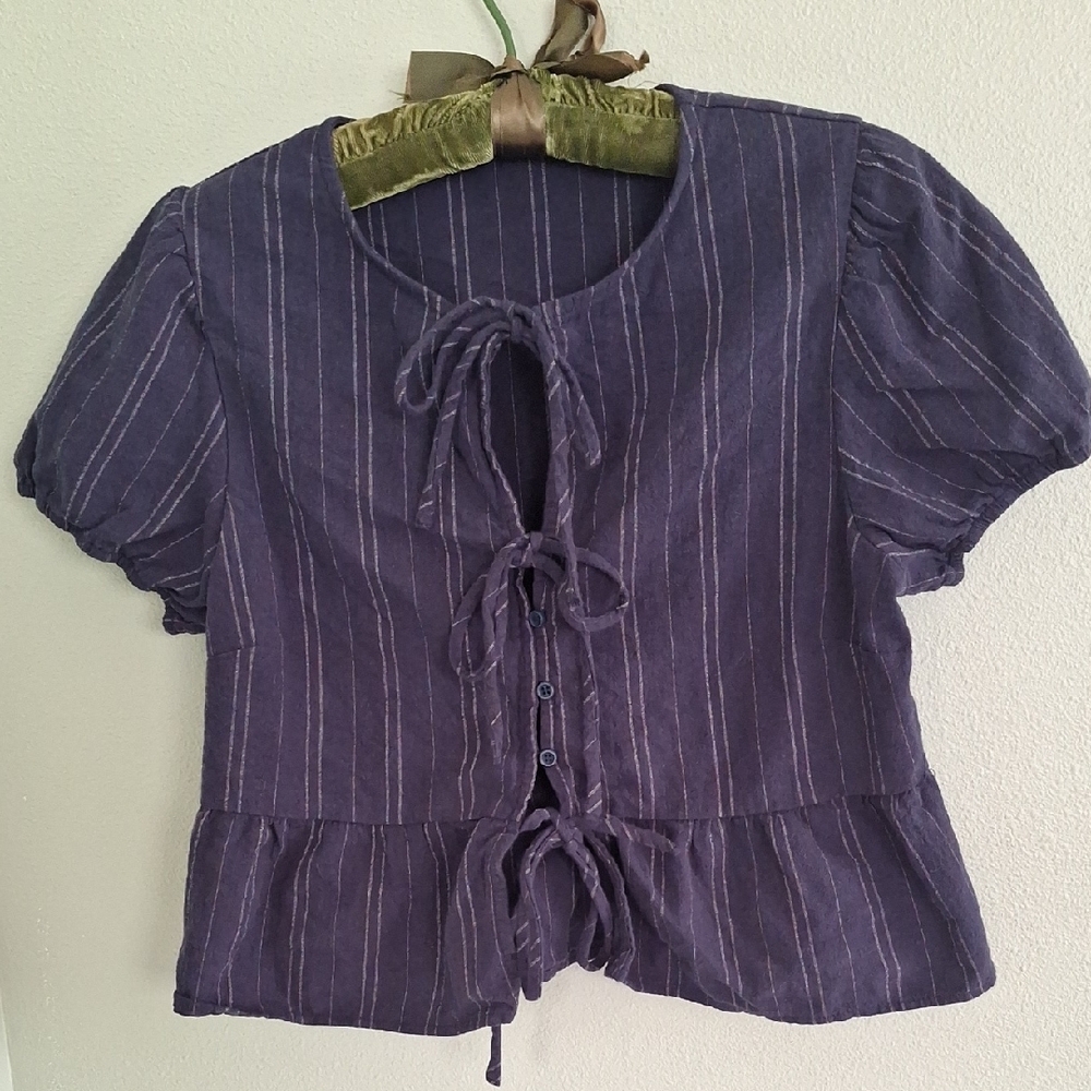 Navy Striped Women's Top